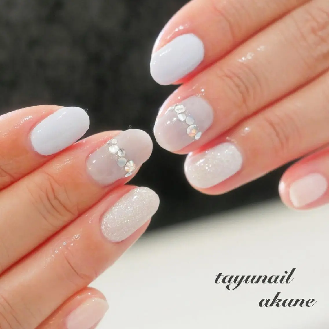 ネイル アートネイル ブルー ジェルネイル キラキラネイル パラジェル ネイルサロン 【たゆnail】のネイルデザイン