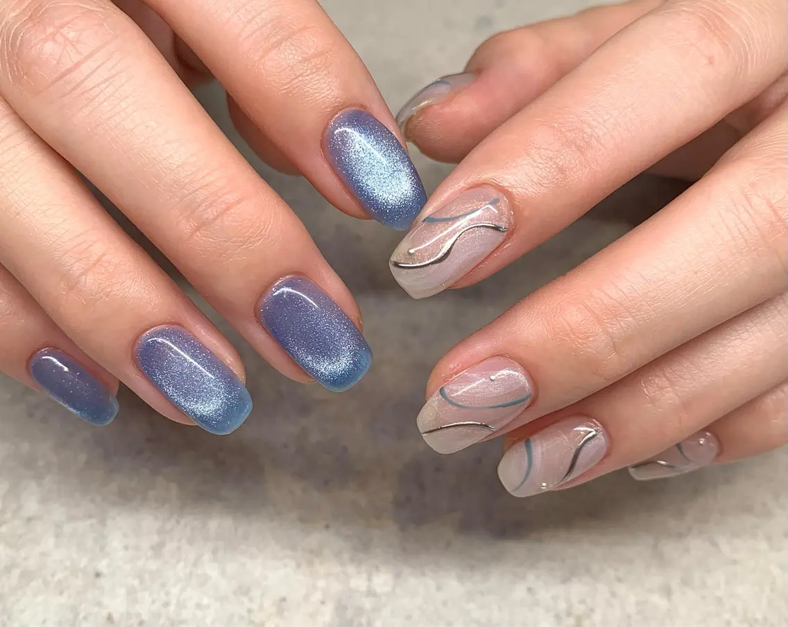 ネイル フラッシュネイル マグネットネイル オフィスネイル ショートネイル シンプルネイル sufu. nail YUKIのネイルデザイン