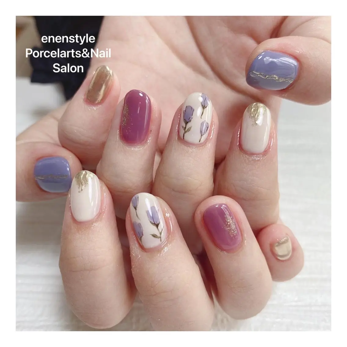 ミディアム ネイル 🐾enen style 🐾のネイルデザイン