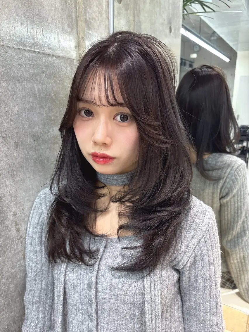 セミロング ヘアカラー トリートメント 顔周り🇰🇷韓国 レイヤー/モエのヘアスタイル