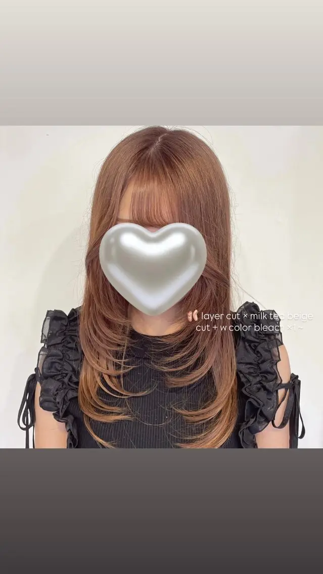 ロング カット ヘアカラー トリートメント レイヤー🩵オリーブ /透明感/Miuのヘアスタイル