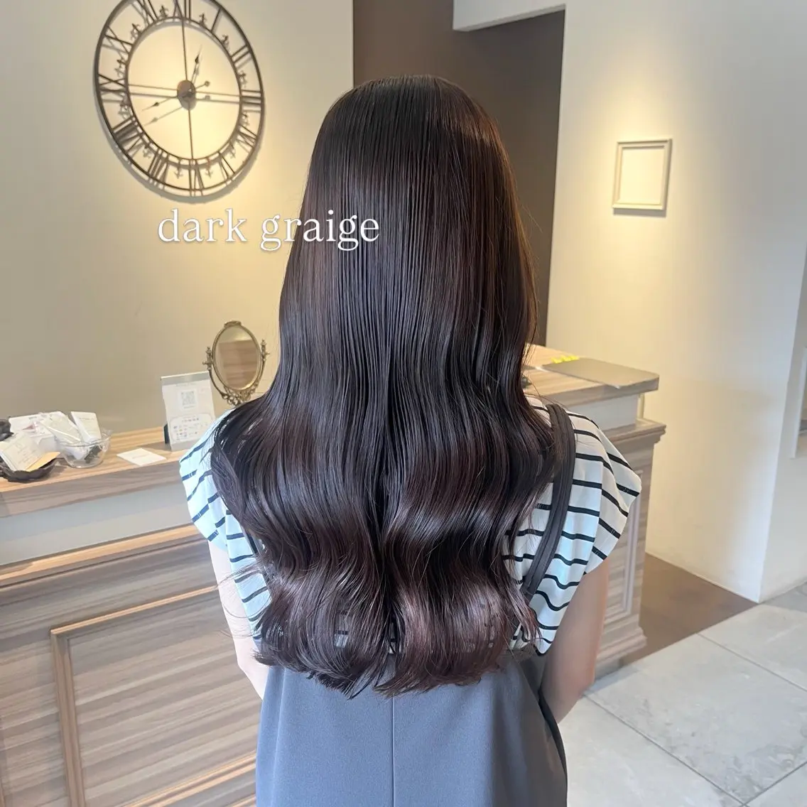 ロング カラー グレージュ ラベンダーカラー ラベンダーグレージュ ラベンダーグレー カット ヘアカラー トリートメント 川越 輝梨奈のヘアスタイル