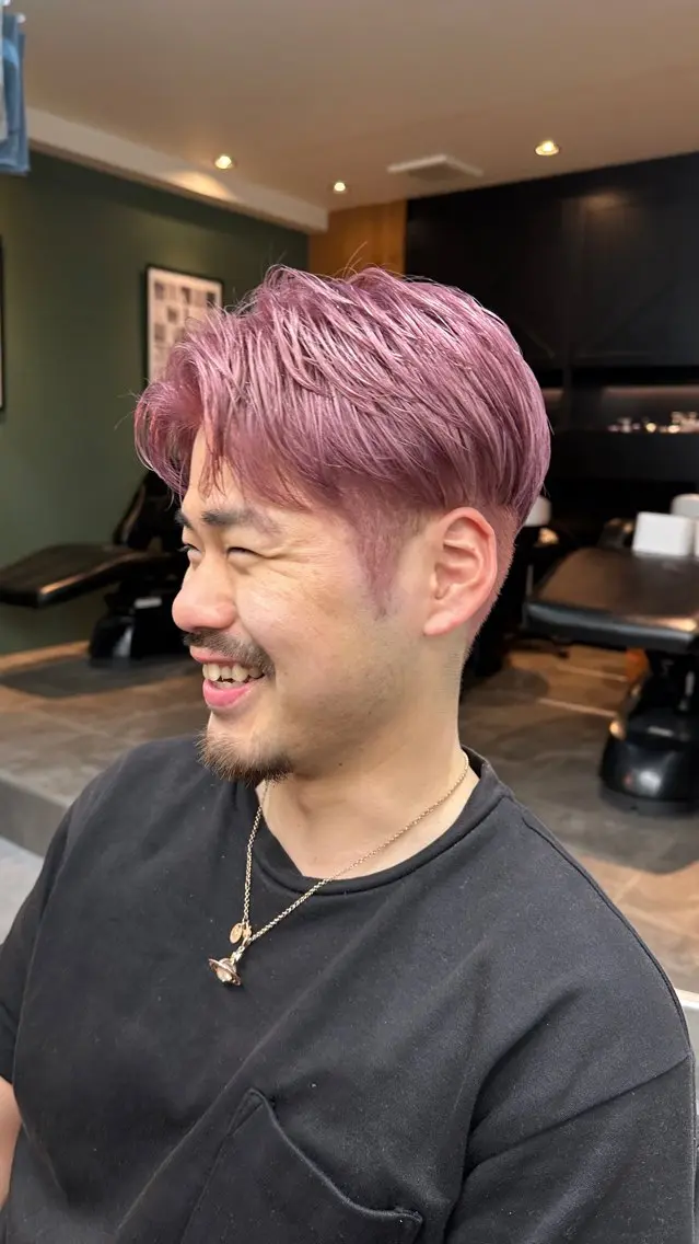 ショート カラー メンズ ピンクカラー カット ヘアカラー トリートメント MEN’S HAIR 🌊YUNAのヘアスタイル