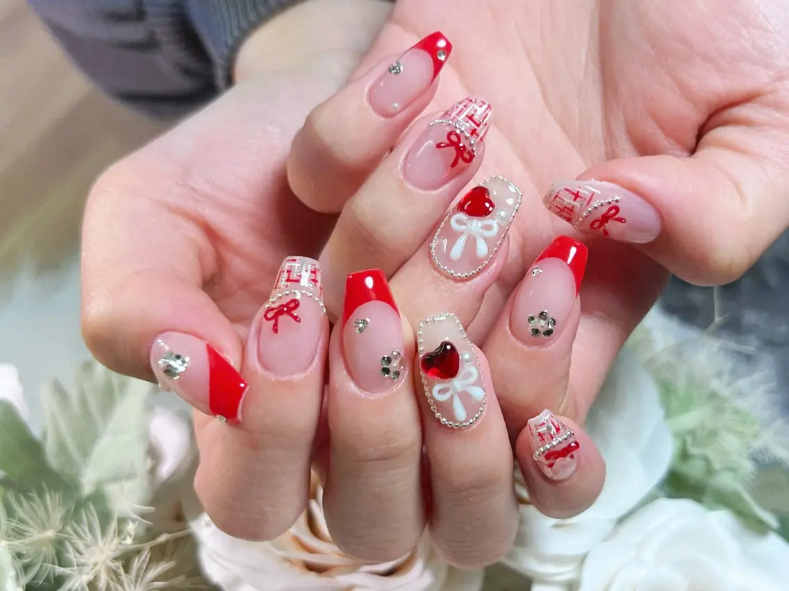 ネイル ロングネイル 持ち込み スカルプネイル 冬ネイル クリスマス Painty nailのネイルデザイン