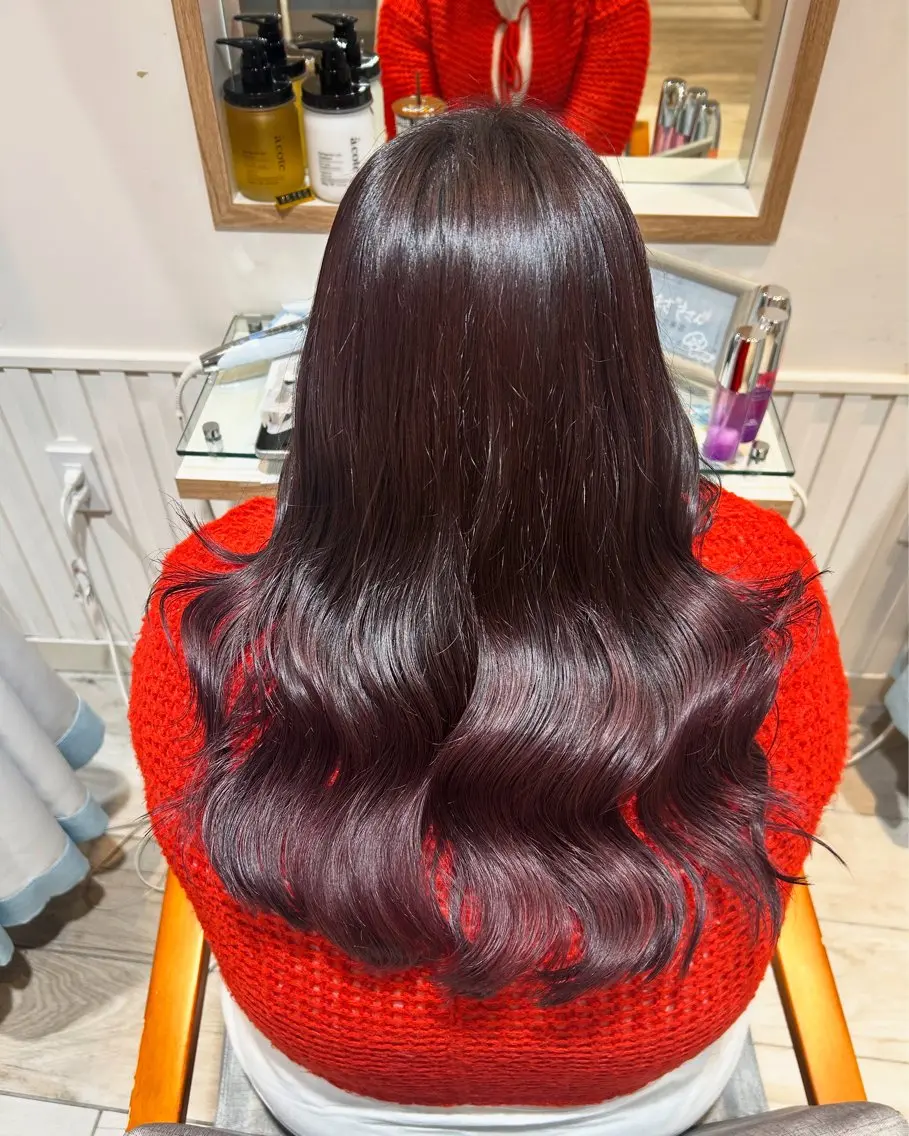 セミロング カラー ピンクカラー 大川 夏実のヘアスタイル