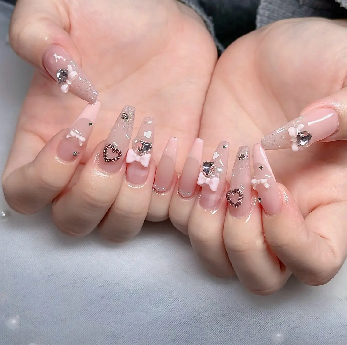 ネイル ハート キラキラネイル リボン ハンドネイル キノコ H.babynailのネイルデザイン