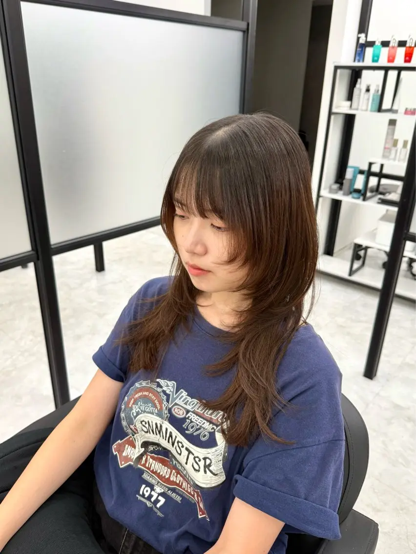 セミロング ハッシュカット カット トリートメント miku 🍑髪質改善サロンのヘアスタイル