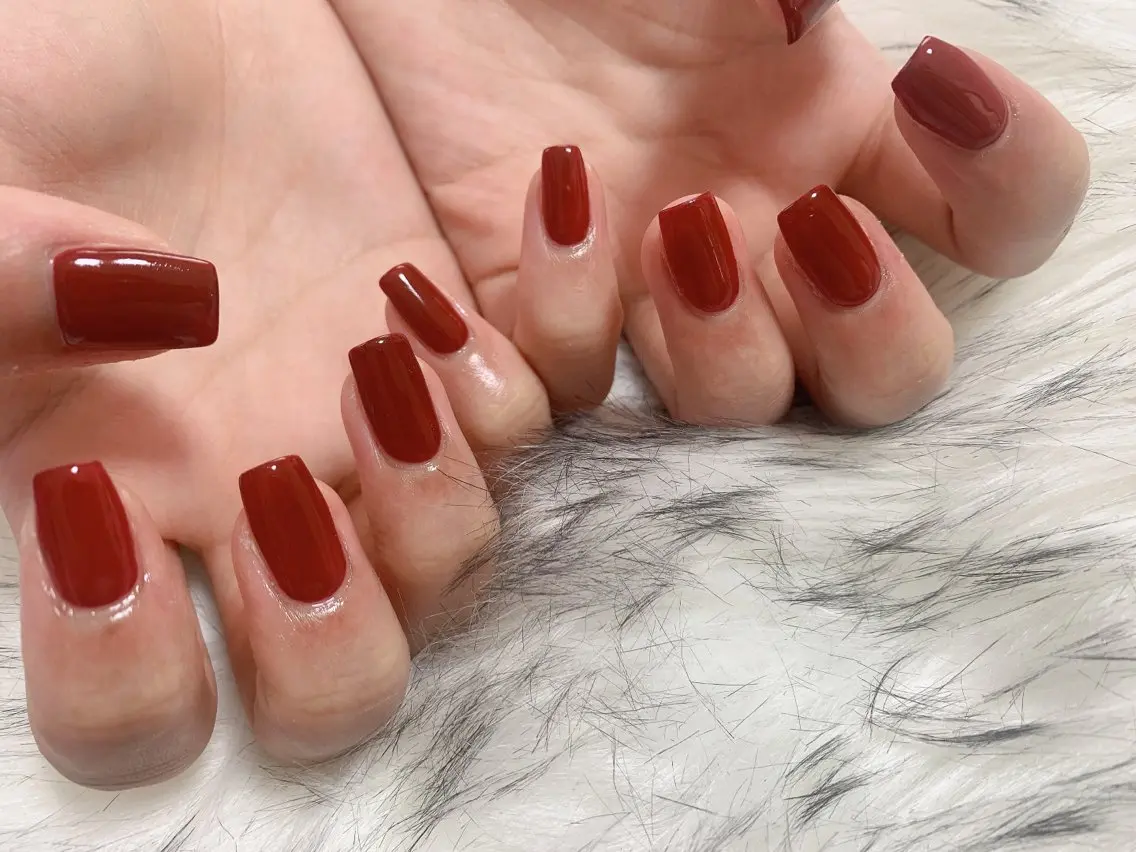 ネイル ボルドー ジェルネイル 韓国ネイル メンズネイル ワンカラーネイル kiki nail たまプラーザのネイルデザイン