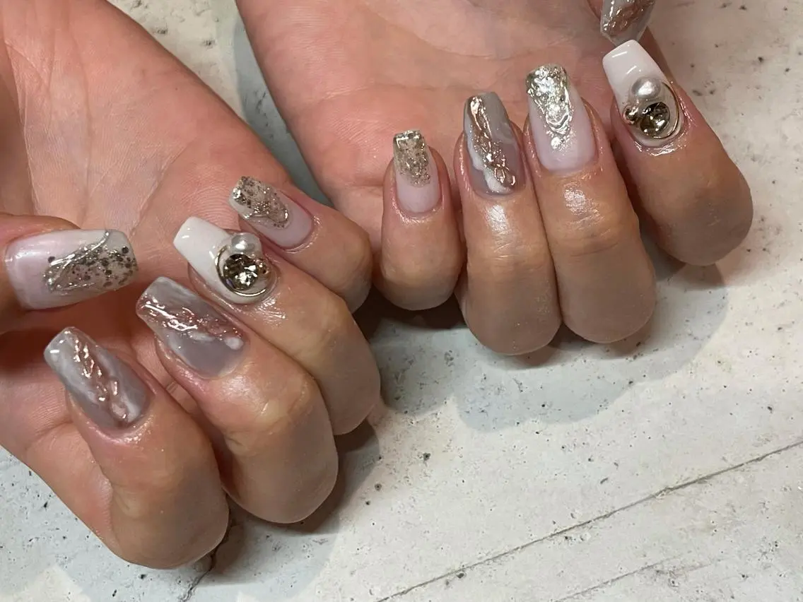 ネイル ハンドネイル 韓国/ワンホン/長さ 出しつけ放題🎀のネイルデザイン