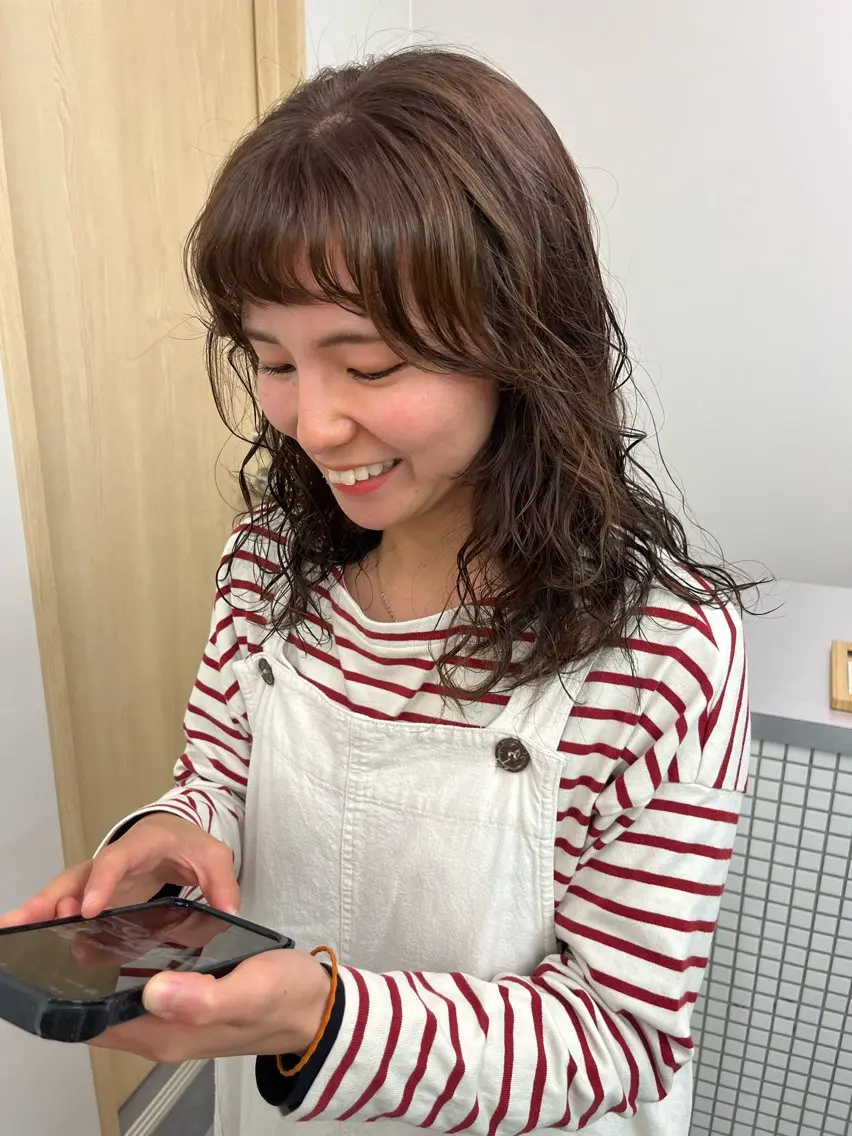 セミロング パーマ セミロングパーマ ニュアンスパーマ 大林 エリコのヘアスタイル