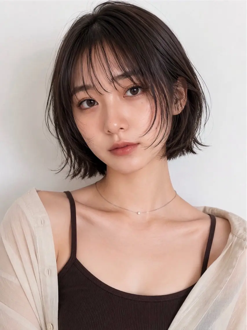 ミディアム カラー ヘアカラー REMIパーマ・ ボブレイヤー・メンズのヘアスタイル