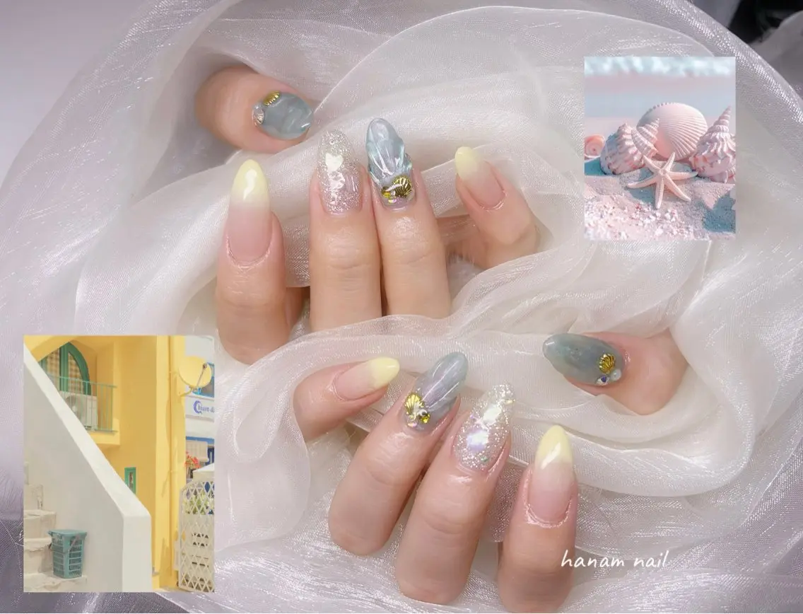 ネイル ハンドネイル hanam nail 🌿🩵ハナムネイルのネイルデザイン