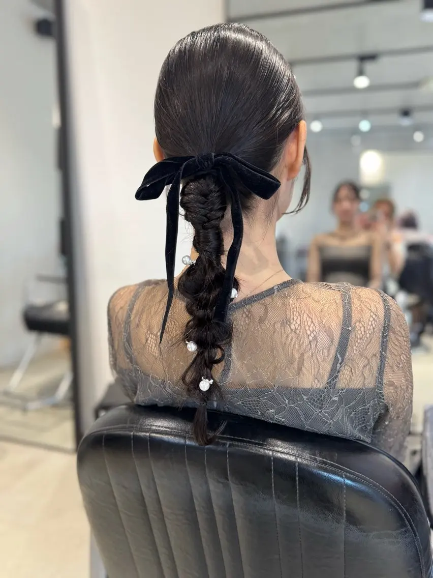 ロング カラー ヘアアレンジ ヘアセット 透明感/オリーブ/ グレージュ/YUKAのヘアスタイル