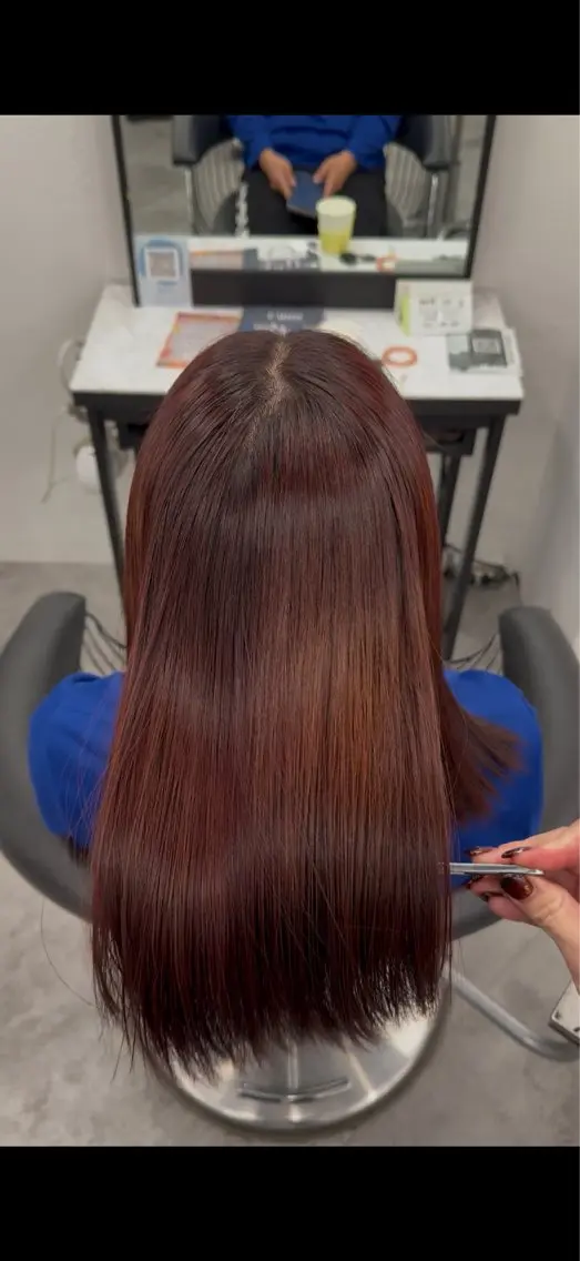 カラー レッドカラー カット ヘアカラー トリートメント 🌹艶カラー🌹/ 👼パーマの髪様👼のヘアスタイル