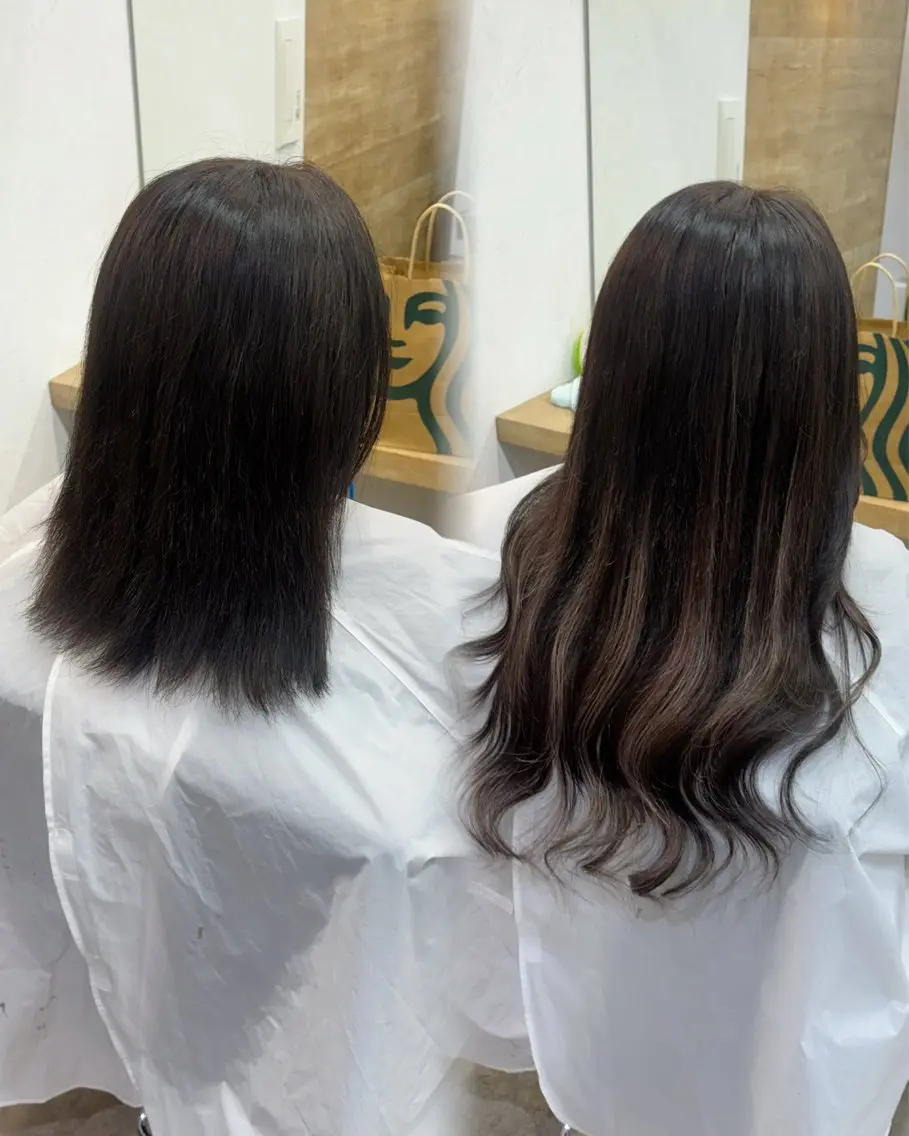 セミロング シールエクステ エクステ ヘアカラー エクステ シールエクステ横浜 🐏☁️miminaのヘアスタイル