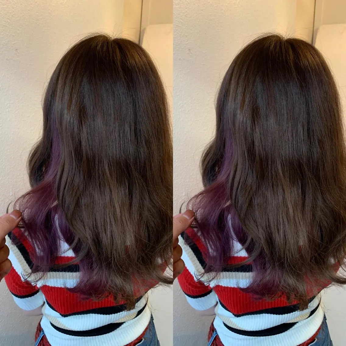 ミディアム カラー インナーカラー パープルカラー 似合わせ/ カラー.岡田友仁のヘアスタイル