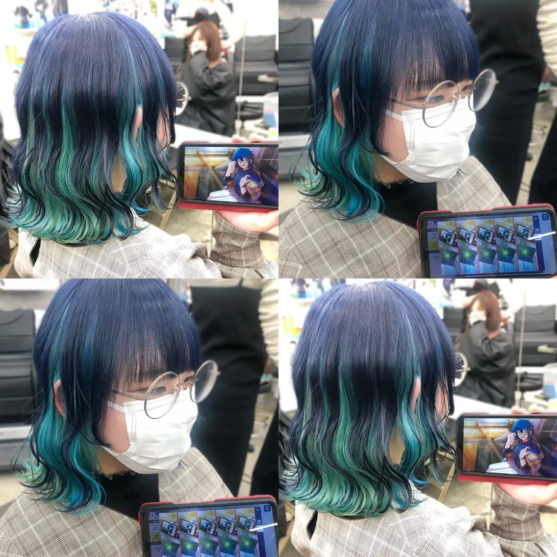 ミディアム カラー ブリーチ ブルーカラー ケアブリーチ デザインカラー ネイビーカラー ヘアカラー トリートメント 推しカラー✨ オタク美容師ユウカのヘアスタイル