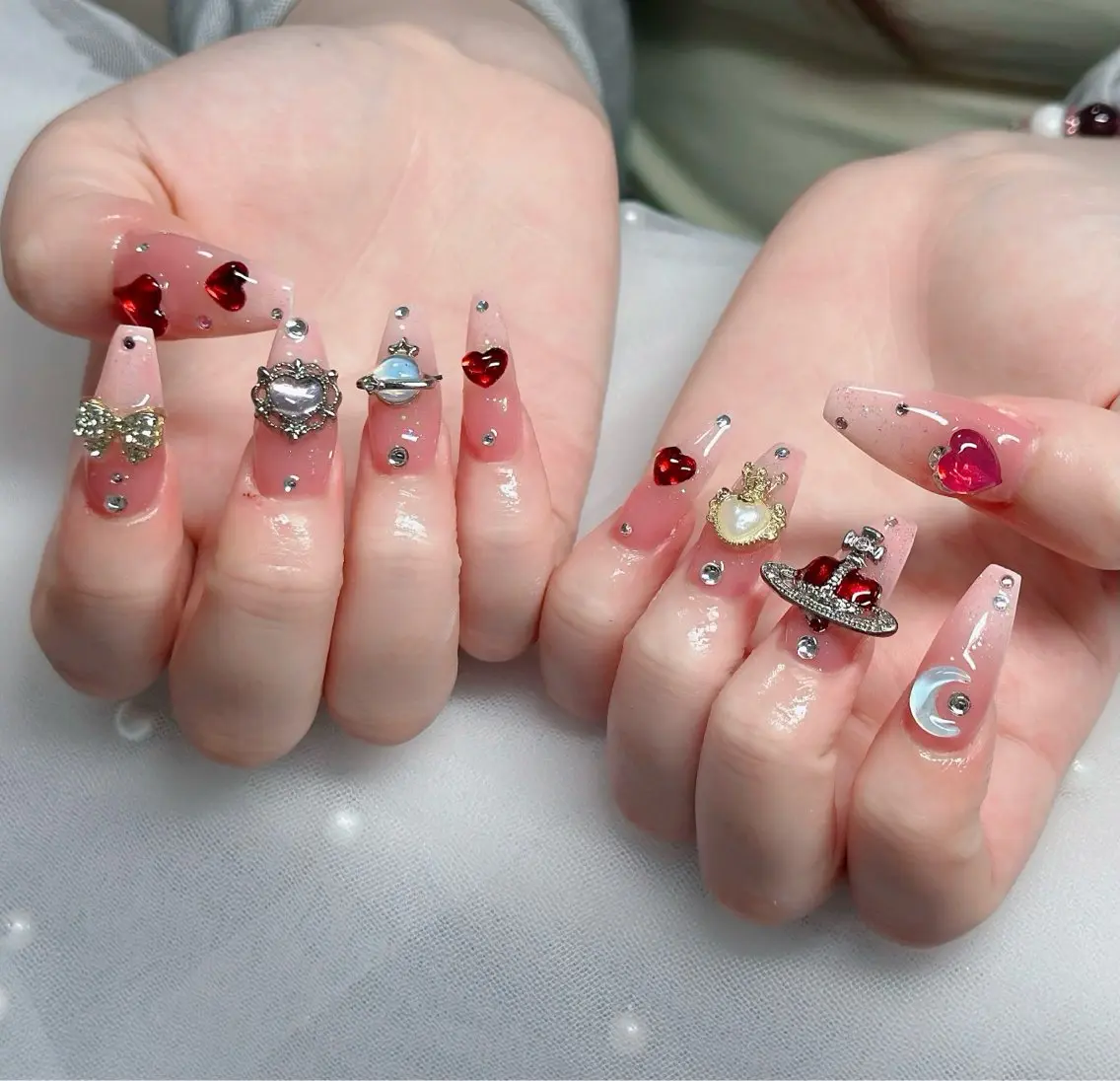 ネイル ハート キラキラネイル リボン ハンドネイル キノコ H.babynailのネイルデザイン