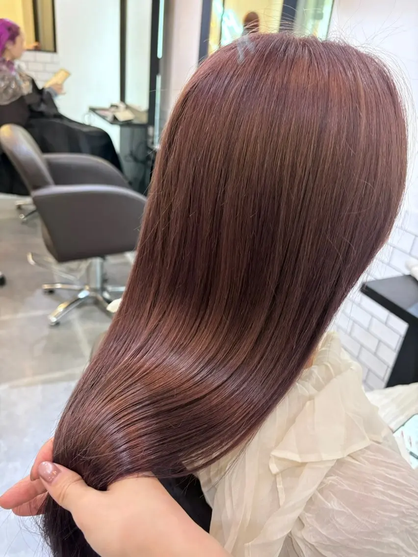 ロング ハイライト 髪質改善 縮毛矯正 トリートメント 酸熱トリートメント カット ヘアカラー トリートメント 艶ピンク*ヘアセット 🌙shioriのヘアスタイル