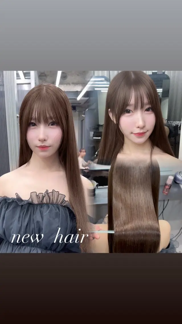 セミロング カット 縮毛矯正 トリートメント 韓国/ワンホンヘア 髪質改善/MaCoのヘアスタイル