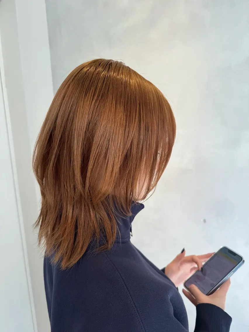 セミロング カラー ブリーチ ブラウンカラー ブリーチなしカラー ヘアカラー トリートメント 透明感カラー✨艶髪 制作🌱山根あゆみのヘアスタイル