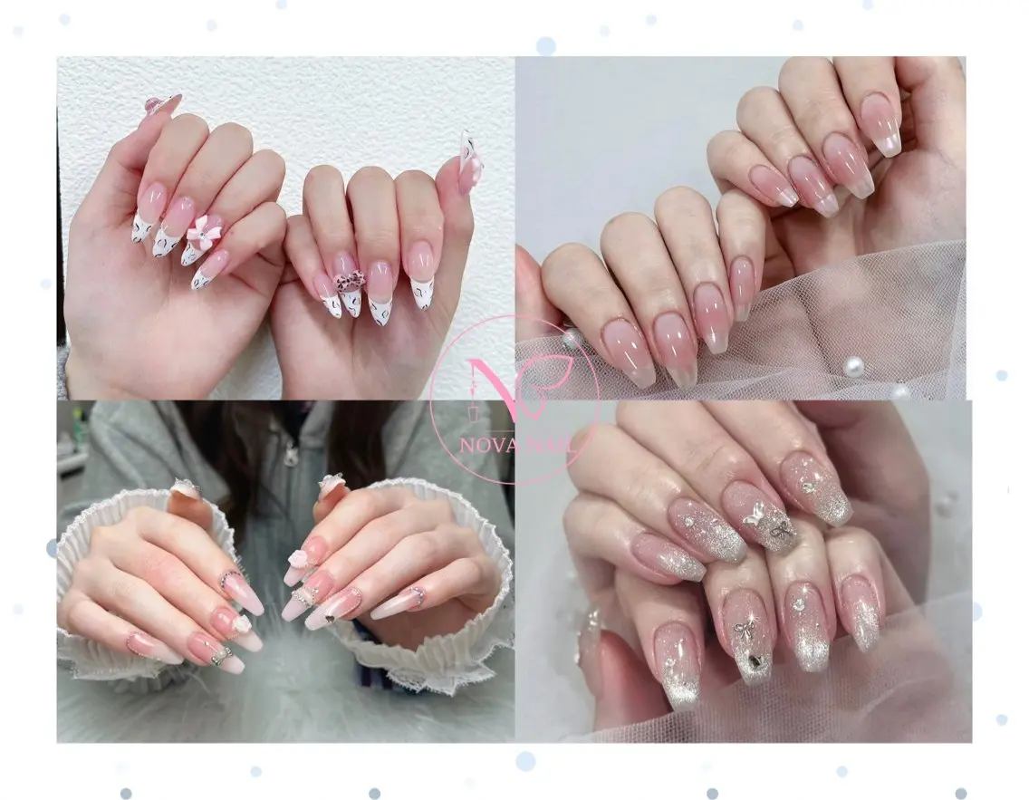ネイル 長さ出し フットネイル フレンチネイル ジェルネイル ガラスフレンチ ハンドネイル ハンドケア Nova Nail Salonのネイルデザイン