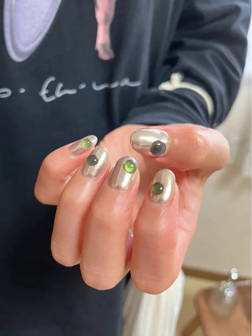 ネイル フレンチネイル ジェルネイル マグネットネイル ミラーネイル 持ち込み ハンドネイル * kaoriのネイルデザイン