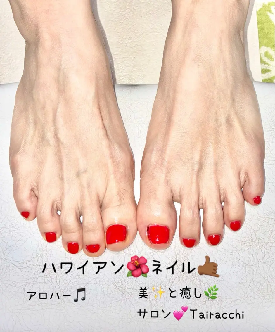 ネイル フットネイル 赤色 フットネイル Tairacchi タイラッチのネイルデザイン
