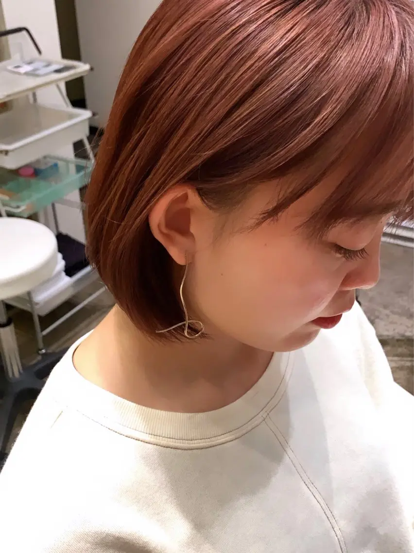 ショート カラー ヘアカラー トリートメント 【完全個室】髪質改善 暖色カラー/山崎唯奈のヘアスタイル