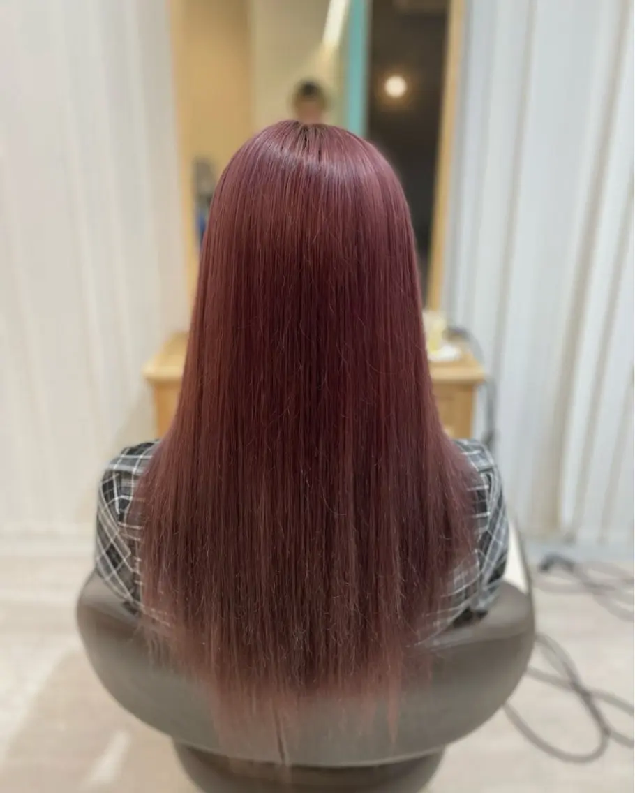 ロング カラー ブリーチ ピンクカラー ヘアカラー トリートメント Ro/RAIKI /ワンカラー🐾のヘアスタイル