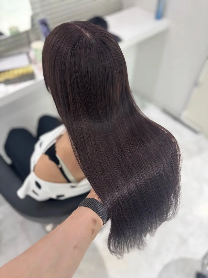 ロング カラー ヘアカラー トリートメント ヘッドスパ ヘアセット 流行りの透明感カラー ×縮毛矯正🤍ユウのヘアスタイル