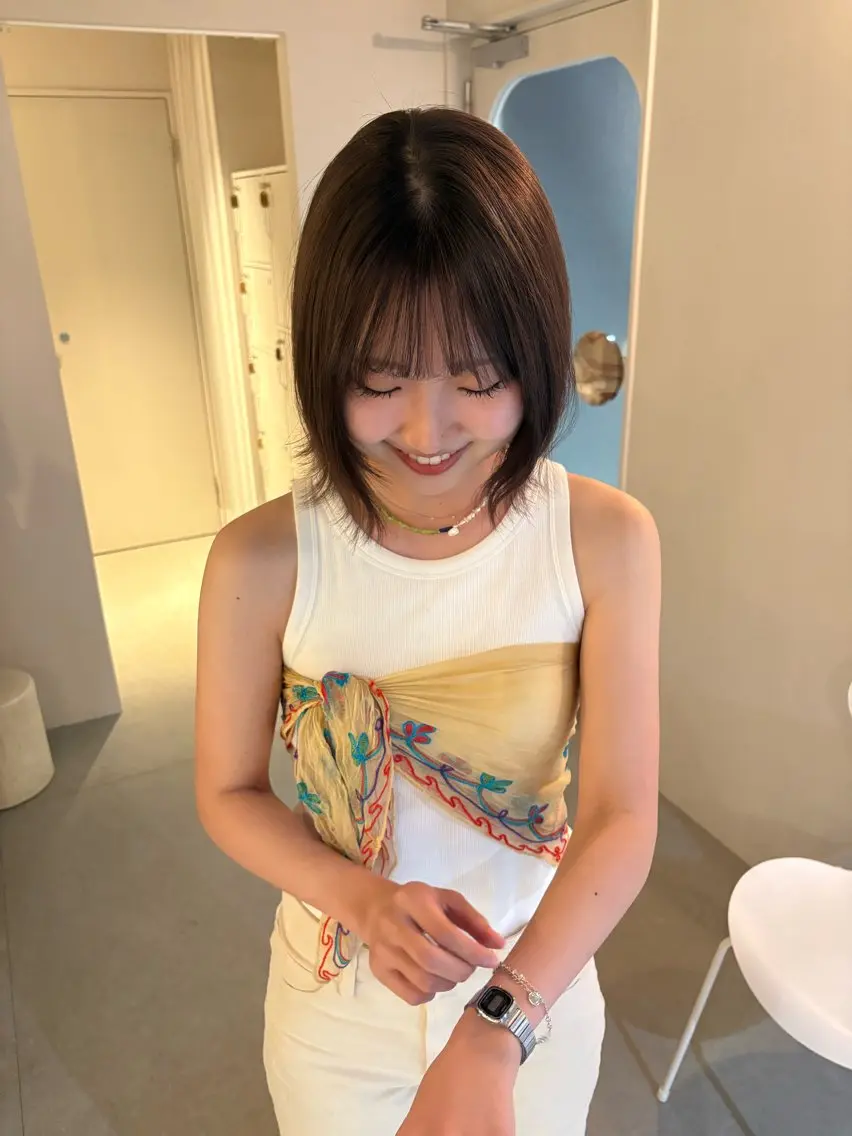 ミディアム カラー ブリーチ ブラウンカラー 透明感カラー ヘアカラー 山内 めいのヘアスタイル
