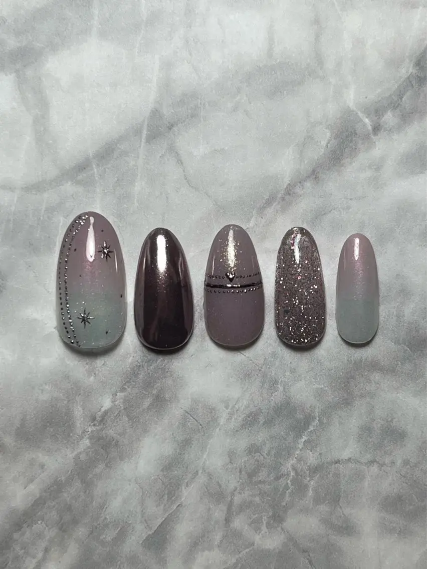 ネイル アートネイル キラキラネイル ミラーネイル なんば7nail YUZUHAのネイルデザイン