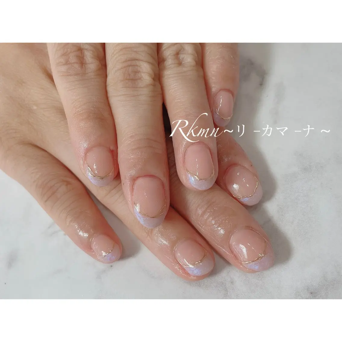 ネイル アートネイル オーロラネイル フレンチネイル ミラーネイル 春ネイル ハンドネイル フットネイル ハンドケア Rkmn ~リ-カマ-ナ~のネイルデザイン