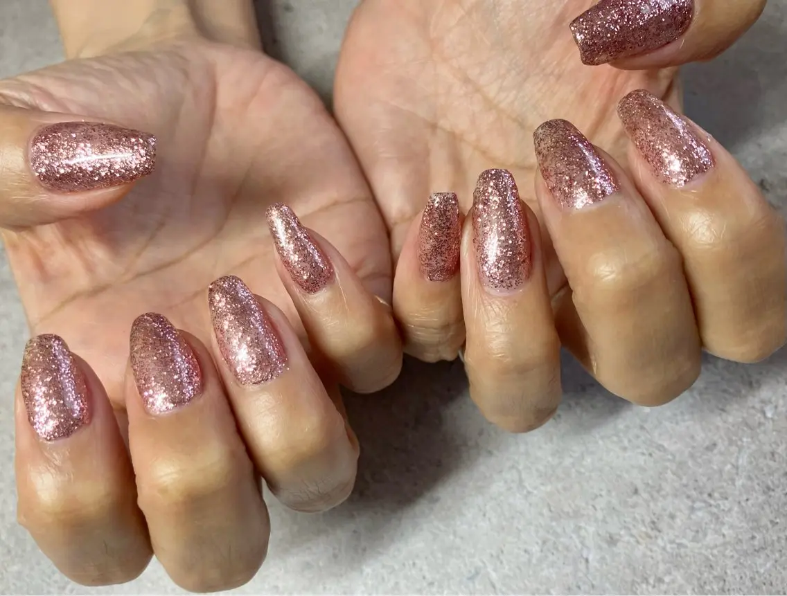 ネイル ラメ(グリッター) ワンカラーネイル ピンク COCO Nail 光が丘駅近のネイルデザイン
