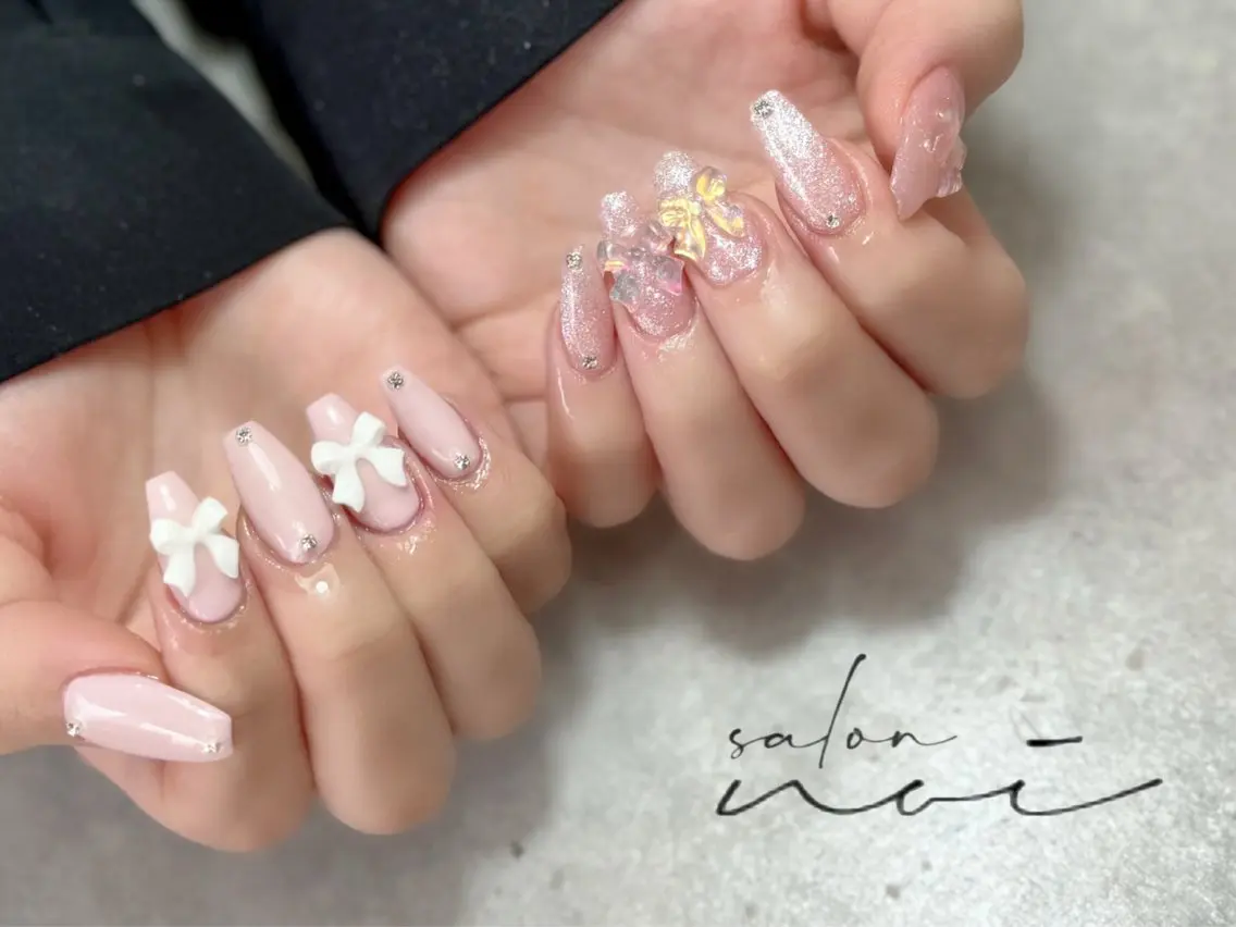 ネイル リボン ハンドネイル salon noiのネイルデザイン