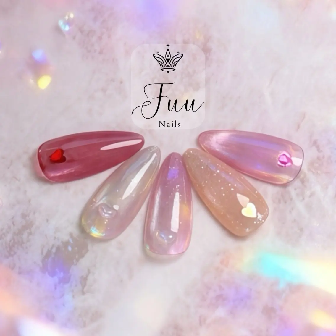 ネイル ハート シンプルネイル バレンタイン 犬のいるネイルサロン Fuu nailsのネイルデザイン