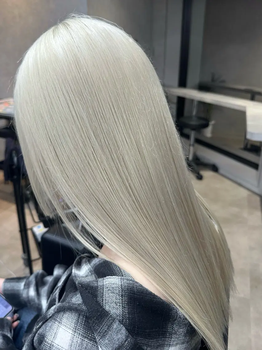 ロング カラー ブリーチ ハイトーンカラー シルバー ホワイトシルバー 尾関 隼多のヘアスタイル