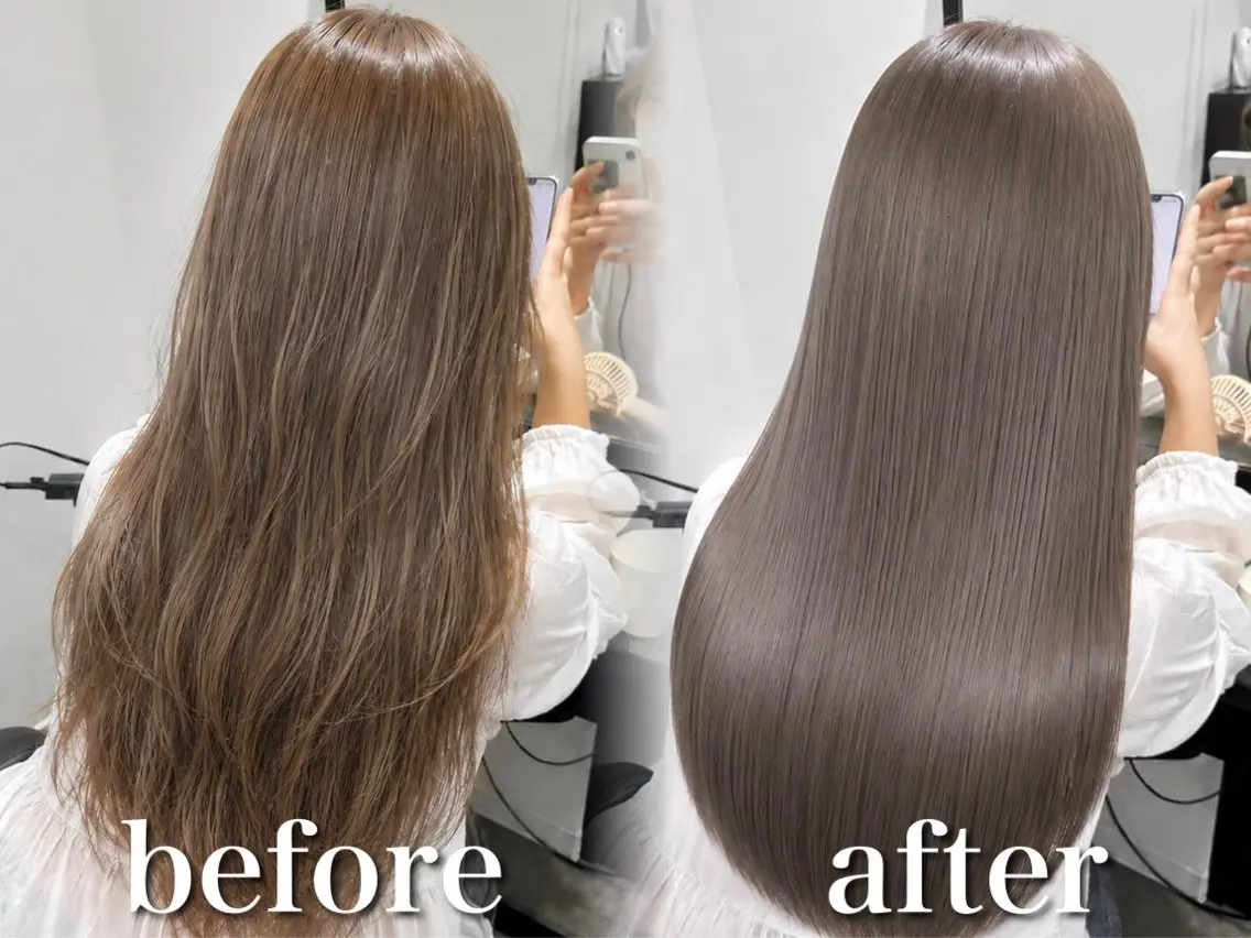 ロング カラー カット ヘアカラー トリートメント ブリーチ縮毛矯正飛我 韓国ヘア🫧のヘアスタイル