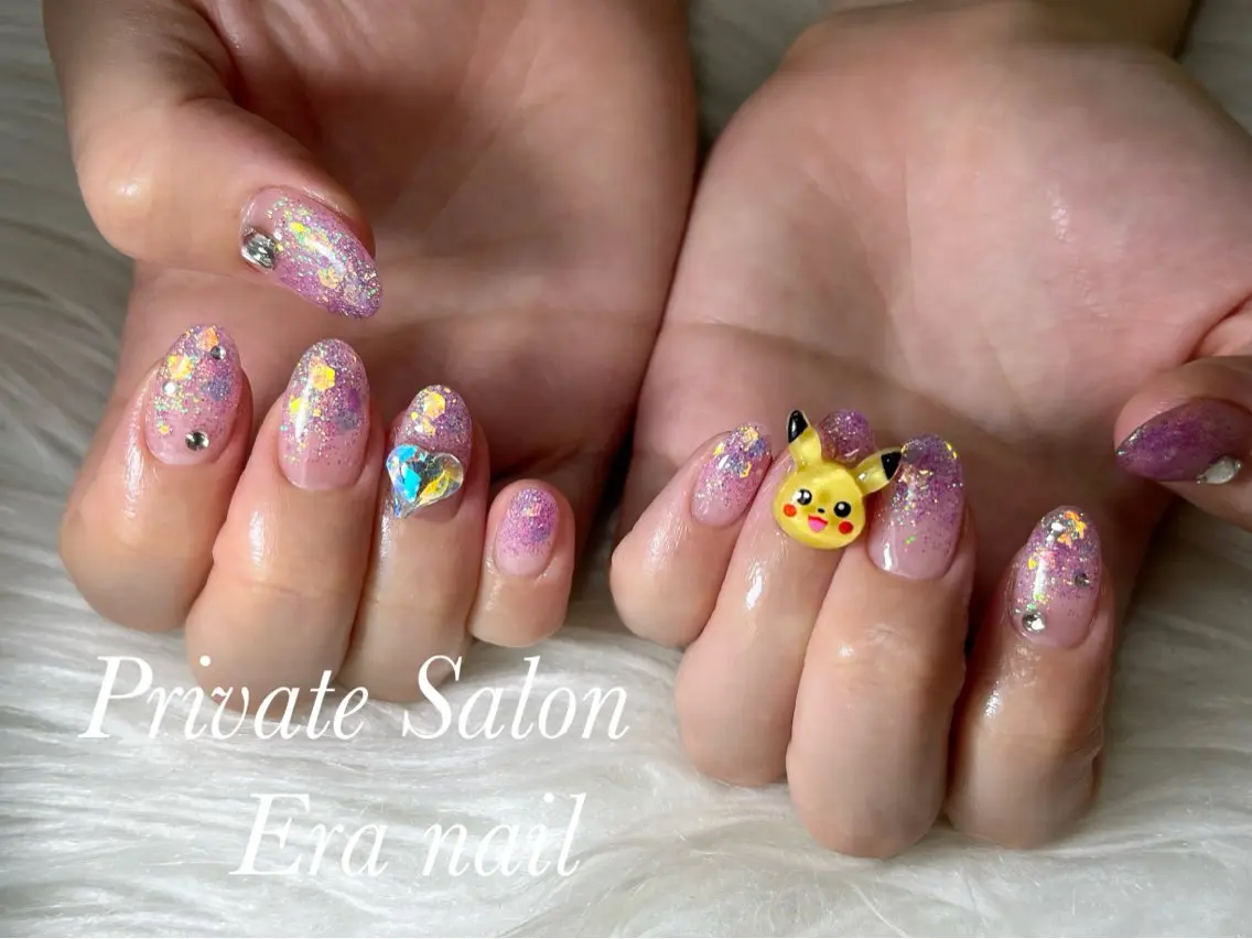ネイル グラデーション ラメ(グリッター) ラメグラデーション 持ち込み ハンドネイル Era nailのネイルデザイン
