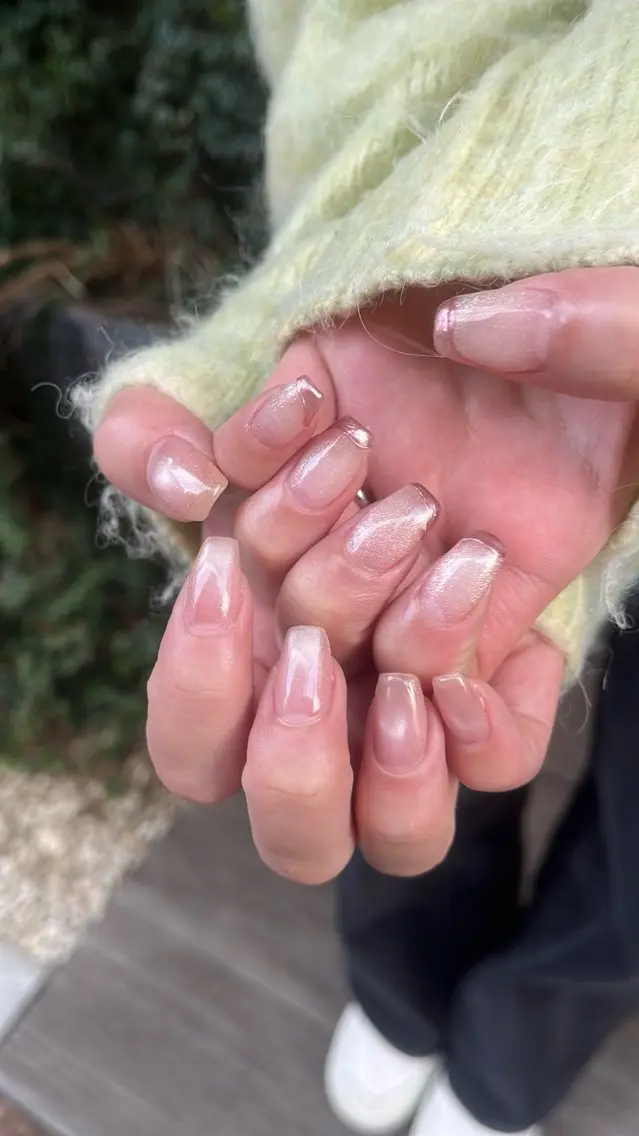 ネイル フラッシュネイル フレンチネイル ラメ(グリッター) ラメグラデーション マグネットネイル SAKU nail 作島茜のネイルデザイン