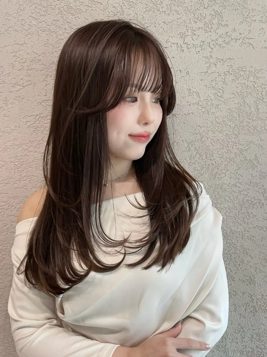 ロング カラー カット ヘアカラー トリートメント 興津/韓国レイヤー ダブルカラー美髪縮毛のヘアスタイル