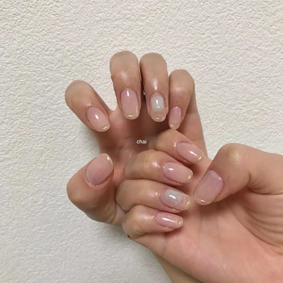 ネイル オーロラネイル フレンチネイル ハンドネイル chai nail _ai📍鶴橋/桃谷のネイルデザイン