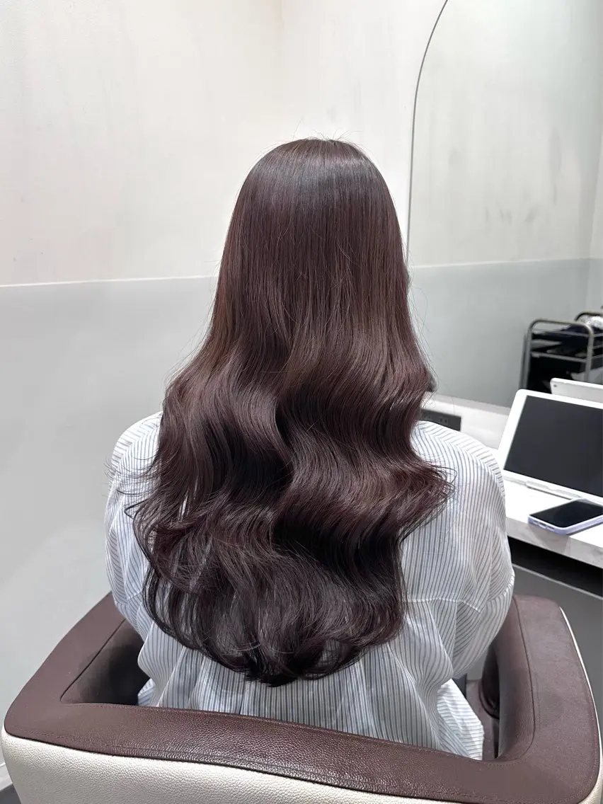 ロング カラー ブリーチ ラベンダーカラー ブリーチなしカラー ピンクカラー ピンクラベンダー カット ヘアカラー トリートメント 矢野 晃平のヘアスタイル