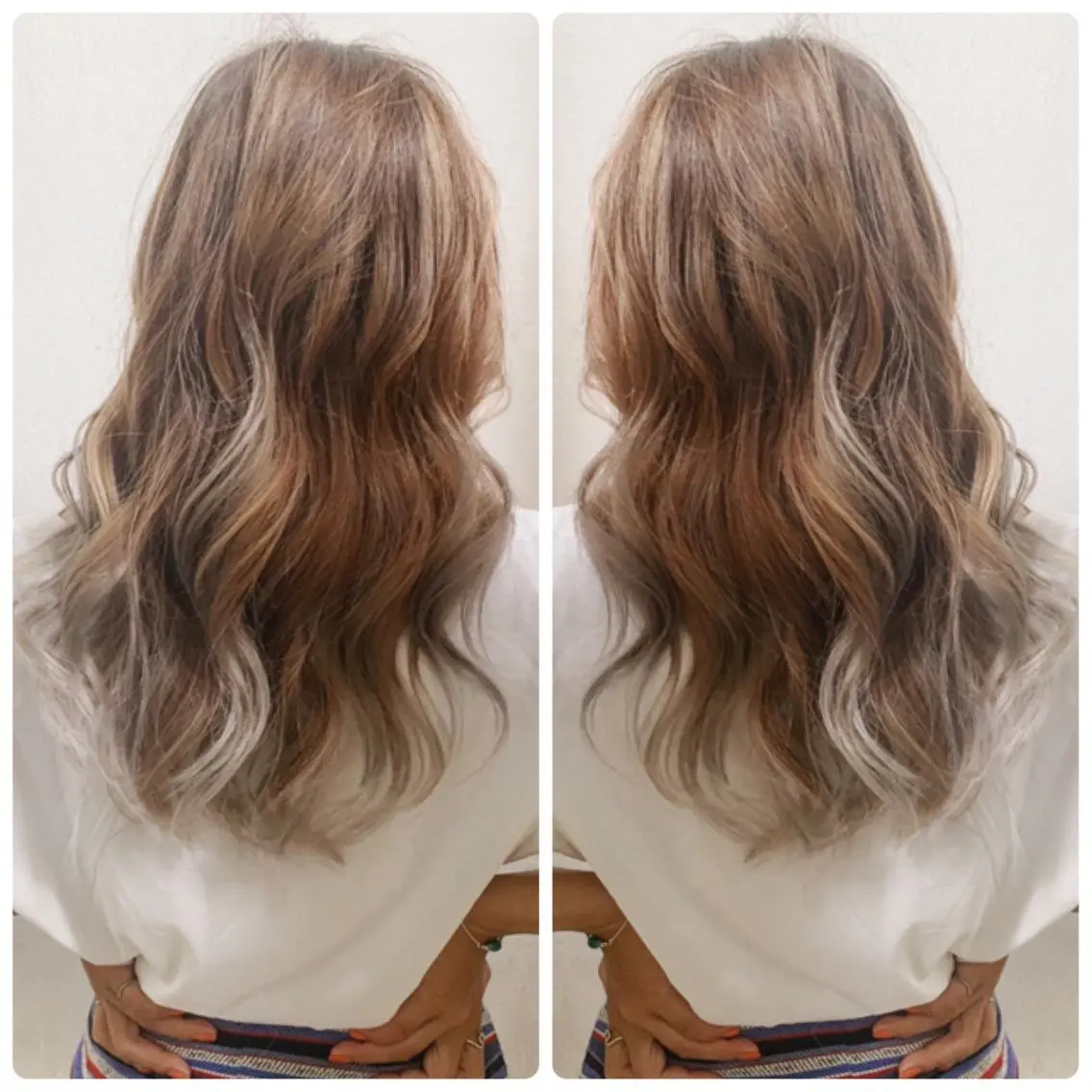 セミロング カラー アッシュ バレイヤージュ ブリーチ デザインカラー グレージュ カット ヘアカラー トリートメント 京都大人女性ショート 徒歩1分/秋山のヘアスタイル
