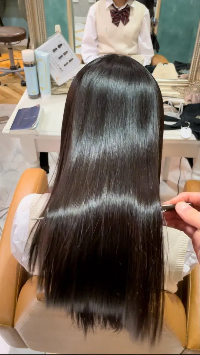 ロング 髪質改善 韓国風ヘア レイヤーカット 縮毛矯正 カット 縮毛矯正 トリートメント 美髪縮毛矯正🩶 髪質改善/Shinaのヘアスタイル