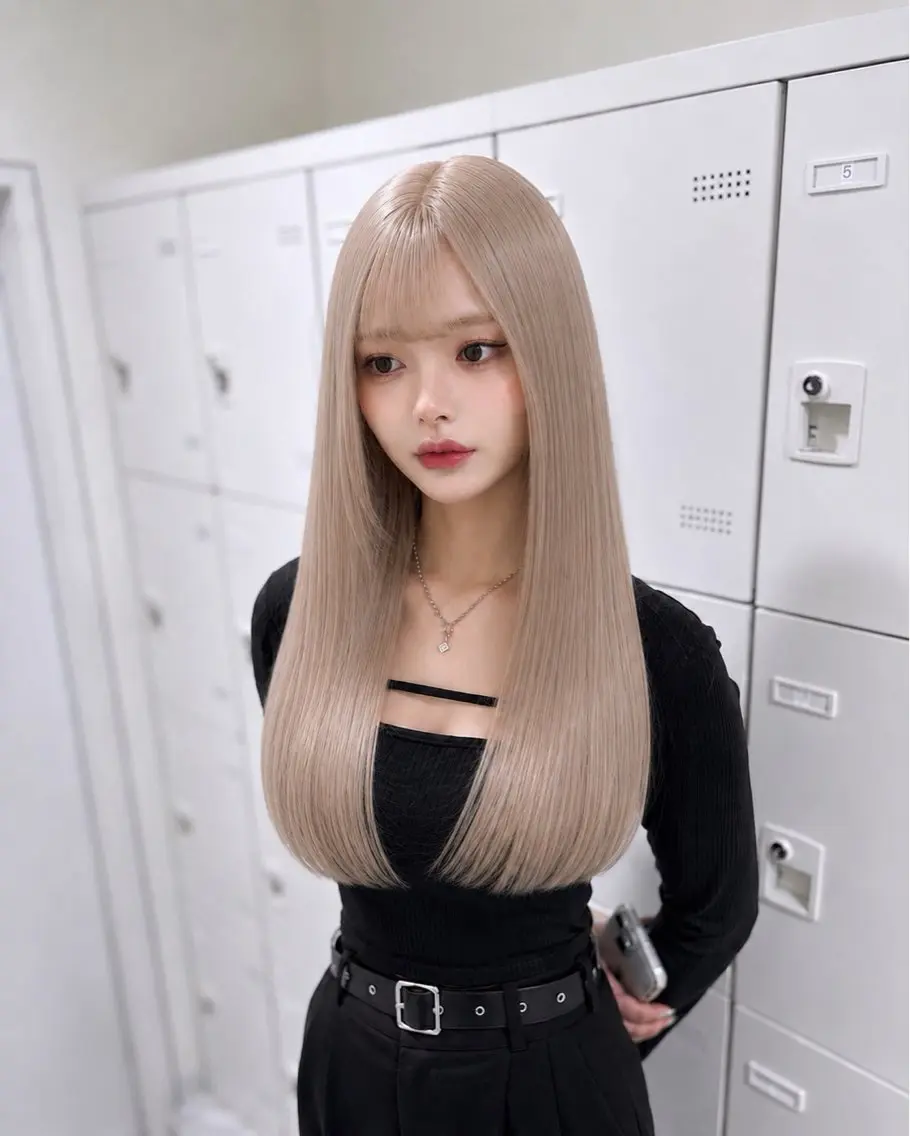 ロング カラー ヘアカラー トリートメント ヘッドスパ ヘアセット 💛ミルクティー 色落ち可愛い💛のヘアスタイル