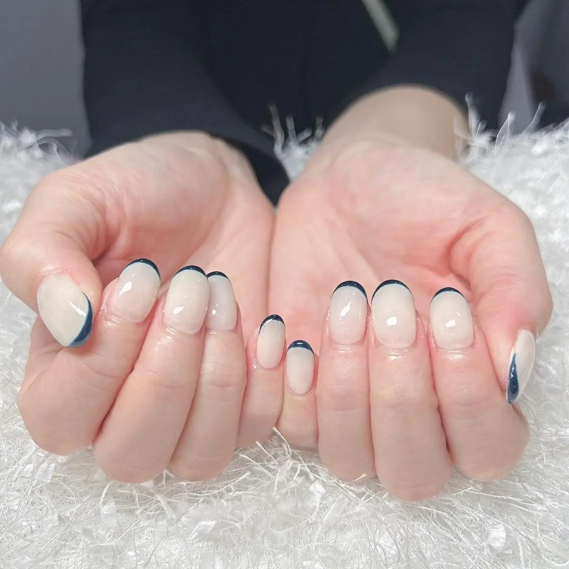 ネイル 長さ出し フレンチネイル ジェルネイル グラデーション 韓国ネイル ハンドネイル Nail&eye Belire 新宿のネイルデザイン