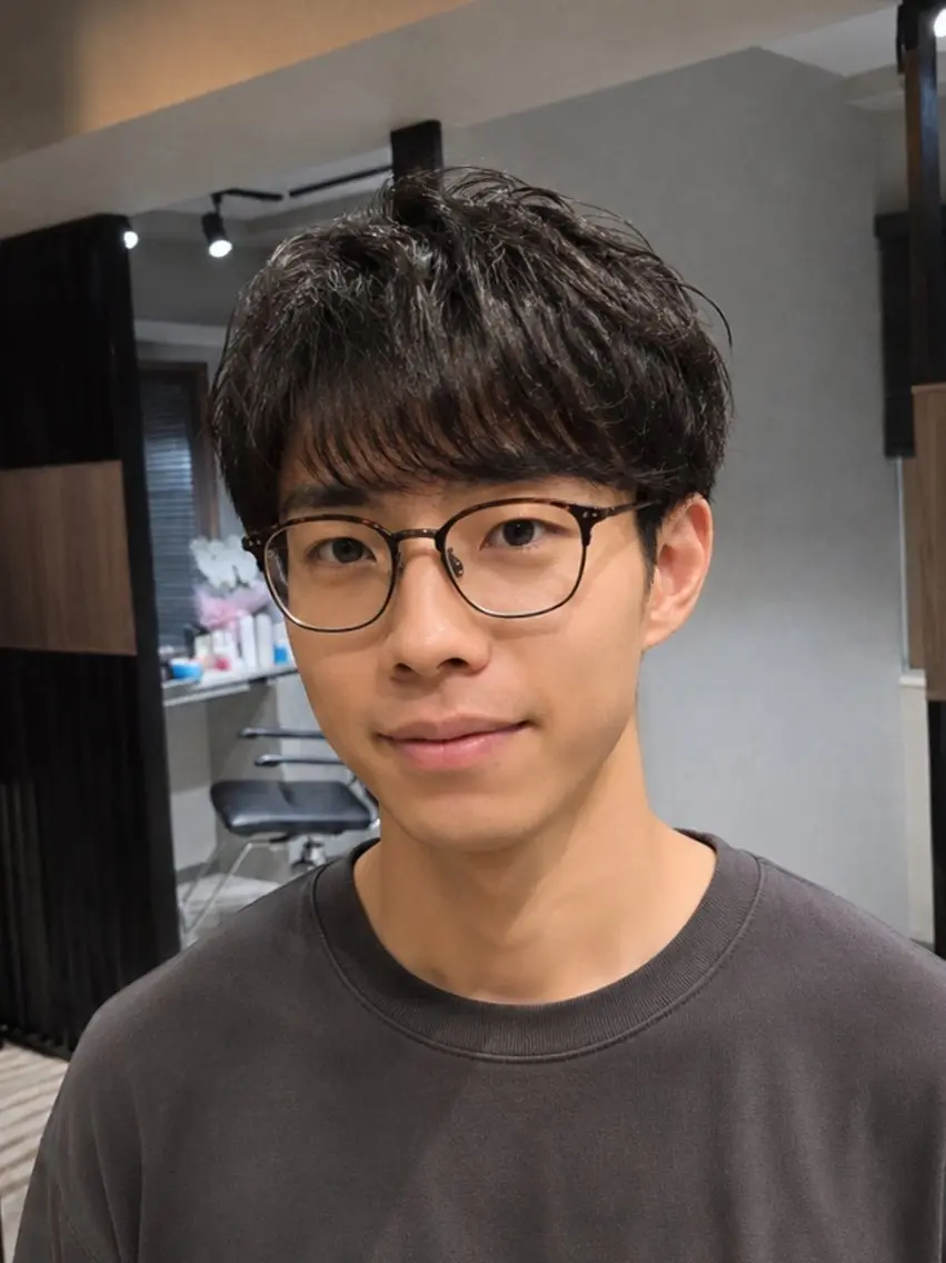 ショート メンズ パーマ マッシュ メンズパーマ 学生（メンズ向け） 学生 ミナミ/メンズ メンズパーマ/眉毛のヘアスタイル