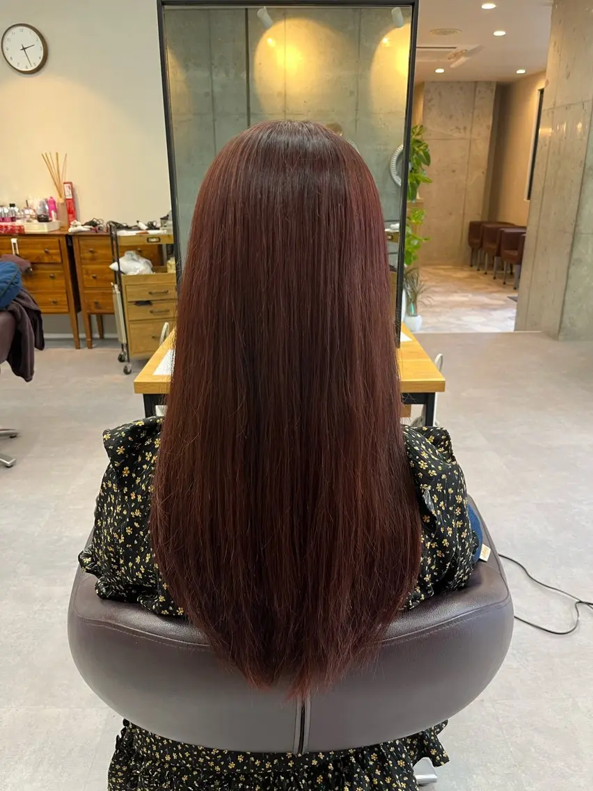 ロング カラー ブラウンカラー レッドカラー レッドブラウン 【成増Serein】 中俣 愛梨のヘアスタイル